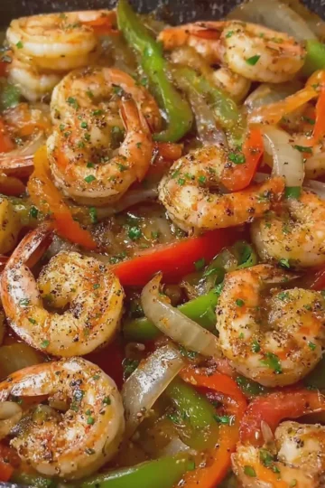 Garlic Butter Seafood Shrimp with Peppers and Onions