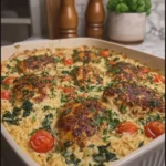Creamy Tuscan Chicken and Orzo Bake