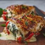 Chicken Breast Stuffed with Red Pepper, Spinach and Mozzarella