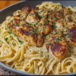 Garlic Butter Chicken with Creamy Linguine