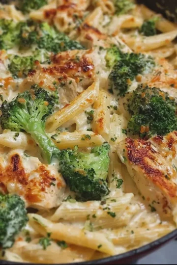 Creamy Chicken Penne with Broccoli and Mozzarella Cheese