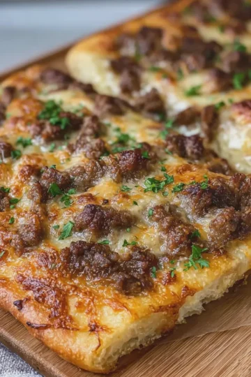 Oven Baked 4-Ingredient Beef Crescent Flatbread