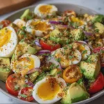 Loaded Avocado, Egg and Tomato Salad with Wholegrain Mustard Dressing