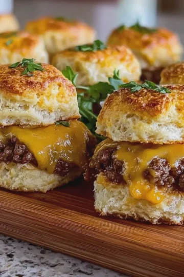Cheesy Beef Biscuit Sliders