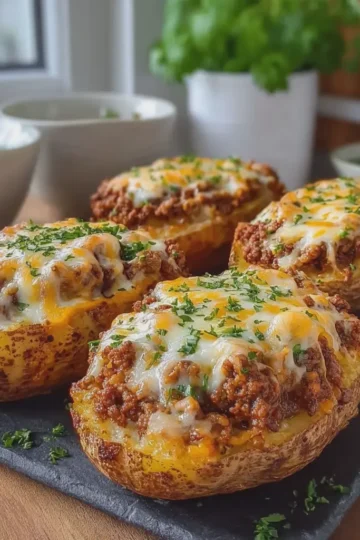 Cheesy Beef-Stuffed Baked Potatoes
