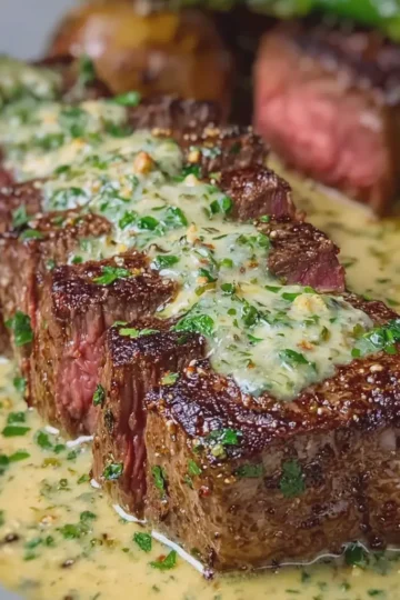 Creamy Garlic Butter Steak with Herb Sauce