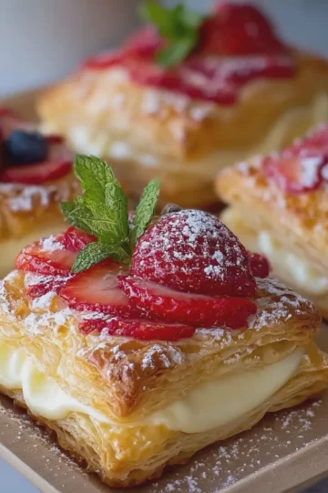 Strawberry Cream Cheese Puff Pastry Danishes