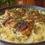 Garlic Butter Chicken with Creamy Linguine