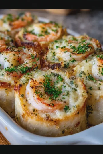 Creamy Garlic Parmesan Shrimp Roll Ups