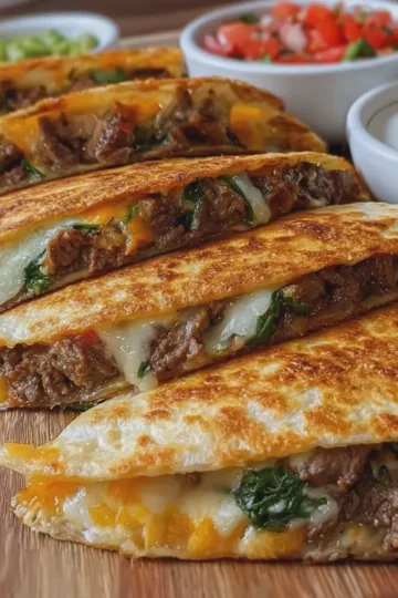 High Protein Cheesy Beef Quesadilla