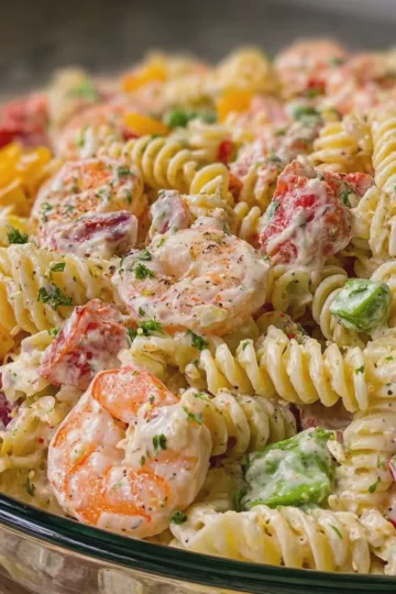 Creamy Shrimp and Seafood Rotini Pasta Salad