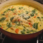 Creamy Chicken Gnocchi Soup with Spinach and Parmesan