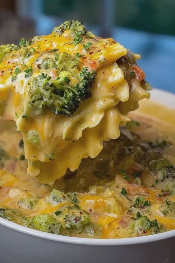 Broccoli Cheddar Lasagna Soup