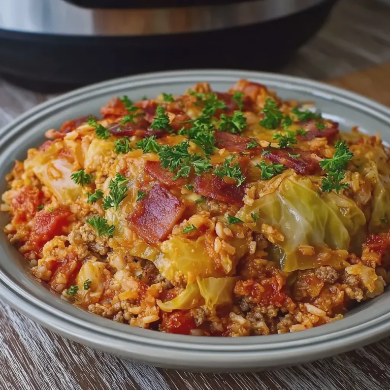 Crockpot Cabbage Roll Casserole with Turkey Bacon