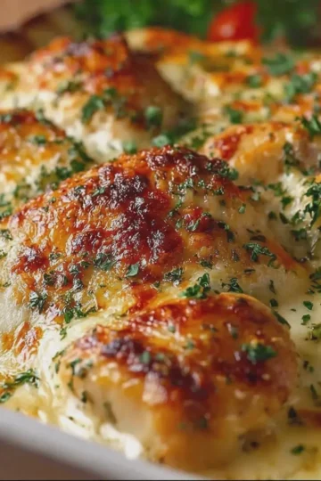 Creamy Chicken Bake with Mozzarella and Parmesan Cheese
