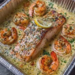 Creamy Garlic Butter Salmon and Shrimp