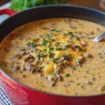 Creamy Cowboy Soup with Ground Beef and Cheese