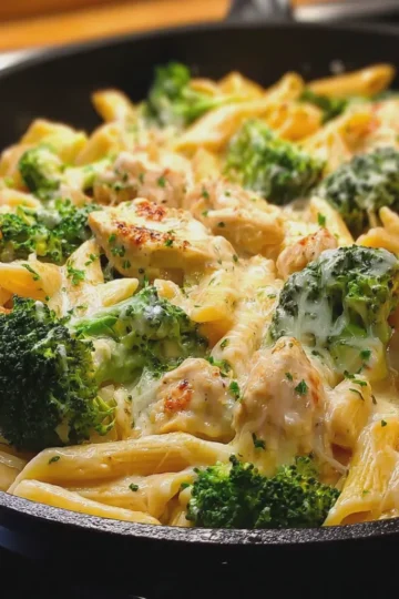 Creamy Chicken Penne with Broccoli and Mozzarella Cheese