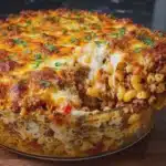 Baked Pasta Casserole with Ground Beef and Cheese