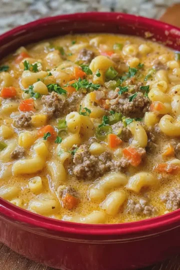 Creamy Cheeseburger Macaroni Soup