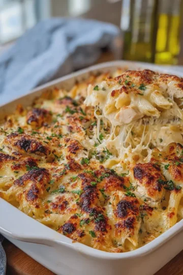 Baked Creamy Chicken Mozzarella Pasta