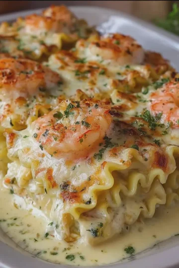 Creamy Garlic Shrimp Lasagna Roll-Ups