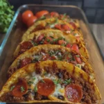 Pizza Tacos with Ground Beef and Pepperoni