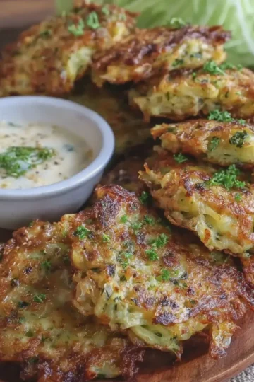Cabbage Fritters with Dipping Sauce