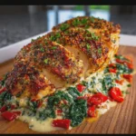 Spinach and Red Pepper Stuffed Chicken Breast