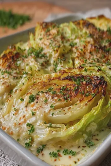 Melting Cabbage with Creamy Parmesan Sauce