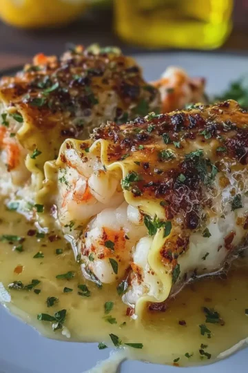 Gourmet Seafood Lasagna Roll Ups with Garlic Butter Sauce
