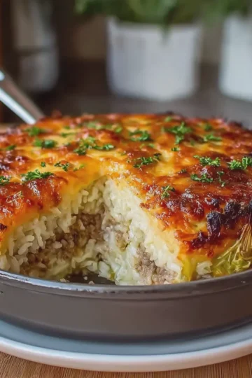 Cauliflower Casserole with Minced Meat and Rice