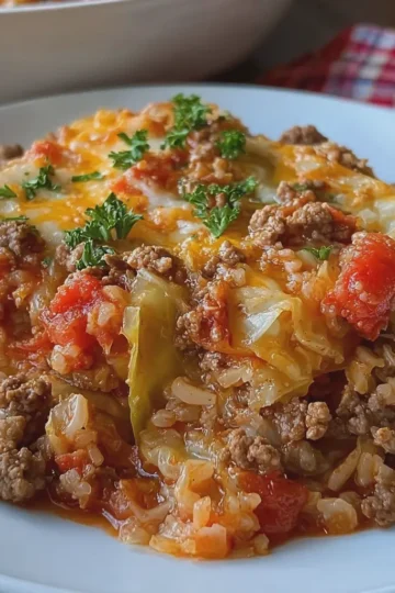 Crockpot Cabbage Roll Casserole with Ground Beef