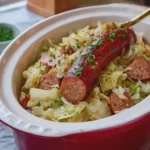 Slow Cooker 4 Ingredient Sausage and Cabbage