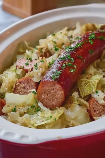 Slow Cooker 4 Ingredient Sausage and Cabbage