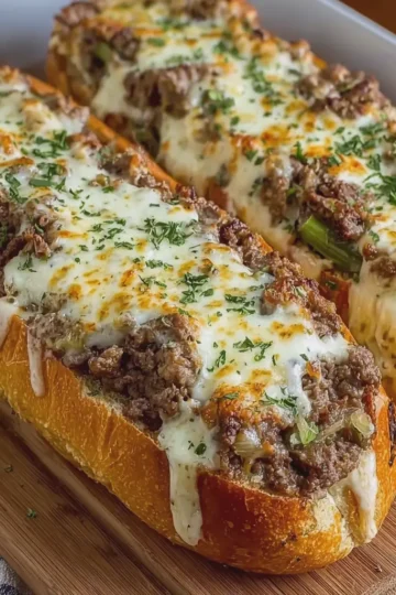 Stuffed Garlic Butter Cheesesteak Baguette