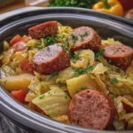 Slow Cooker Sausage and Cabbage Easy 4 Ingredient Delight