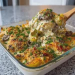Creamy Chicken Potato Bake with Mushroom Sauce