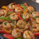 Garlic Butter Seafood Skillet with Shrimp, Peppers and Onions