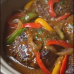 Slow Cooker Salisbury Steak with Peppers Onion Gravy