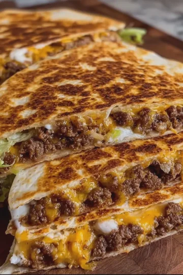 Crispy Smashburger Beef Quesadilla Melt