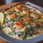 Creamy Seafood, Spinach and Mushroom Low-Carb Bake