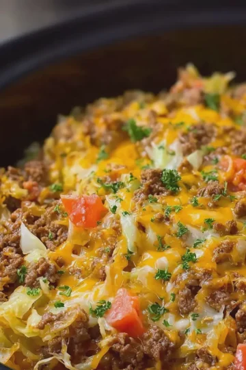 Crockpot Hamburger Cabbage Casserole