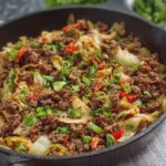 Sticky Ground Beef and Cabbage Skillet
