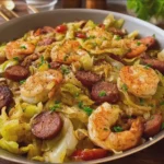 Fried Cabbage with Shrimp and Sausage