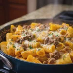 Cheddar Beef Rigatoni Skillet