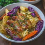 4 Ingredient Slow Cooker Beef Sausage and Cabbage