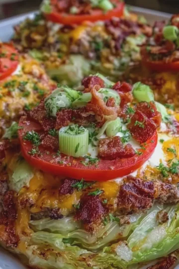 Loaded Turkey Cheeseburger Stuffed Cabbage Steaks