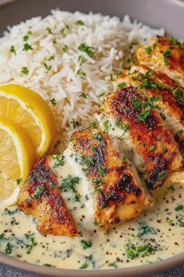 Creamy Lemon Chicken with Rice