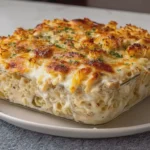 Creamy Chicken Alfredo Ramen Bake